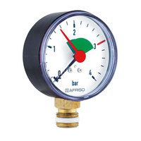 Manometr z rurką Bourdona AFRISO HZ grzewczy 0/4 bar G3/8B radialne fi 63 mm, kl. 2.5%