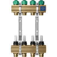 Rozdzielacz mosiężny z zaworami do siłowników i przepływomierzami (seria 75A) - 4 obwody