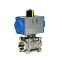 Zawór odcinający kulowy ze stali nierdzewnej, typ PKI gwintowany z napędem pneumatycznym dwustronnego działania, Pnom=5,0MPa, Tmax=180C 3"