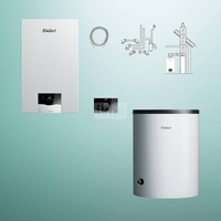 Pakiet - Kocioł gazowy jednofunkcyjny VAILLANT ecoTEC plus VC 20CS/1-5 kondensacyjny wiszący 2.8 - 21 kW + RegulatorsensoCOMFORT 720 + Zestaw powietrzno-spalinowy szachtowy + Zasobnik c.w.uVIH R 120/6 B