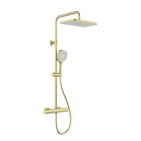 Deszczownia Malaga z baterią termostatyczną, natryskową, ścienną, PVD brushed light gold