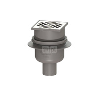 Wpust KESSEL Classic z 1 przyłączem DN 50, odpływ pionowy (zdejmowany), kratka 100x100mm stal nierdzewna