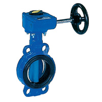 Przepustnica bezkołnierzowa SYLAX z przekładnią ślimakową, dysk: GGG40 epoksyd., wykładzina: EPDM, korpus: GGG40 epoksyd., Pnom 1,6 MPa, tmax=120 st.C DN350