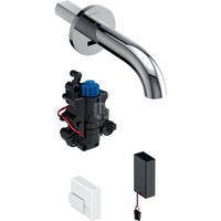 Bateria umywalkowa Geberit Piave, ścienna, zasilanie bateryjne, do podtynkowej skrzynki funkcyjnej, z mieszaczem termostatycznym, L=17cm, chrom, 