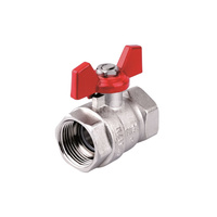 Zawór kulowy PERFEXIM PHA-002 mosiądz niklowany, PN30 1'' GW, uchwyt: motylek (niebieski)