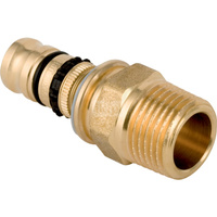 Złączka GEBERIT Mepla, mosiądz / mosiądz, 1/2'' x 26 mm (GZ gazowy stożkowy x końcówka wciskowa) z uszczelką