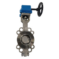 Przepustnica bezkołnierzowa EMARIS z przekładnią ślimakową, dysk: AISI316, wykładzina: PTFE +15% Grafit, korpus: AISI316, Pnom 4,0 MPa, tmax=260 st.C DN 80