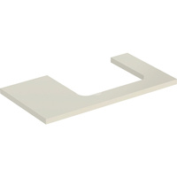 Blat pod umywalkę Geberit ONE z wycięciem, do prostokątnej umywalki nablatowej: B=89.4cm, Piaskowy szary, Przekrój=Prawa strona, Lakierowany na wysoki połysk