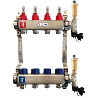 Rozdzielacz do ogrzewania podłogowego QIK STANDARD II 12-obieg. inox GW 1'' x GZ 3/4'' + przepływomierz