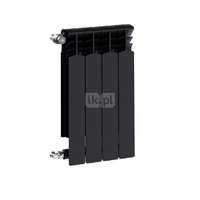 Grzejnik żeberkowy KFA Armatura G600F/4 aluminium, podłączenie boczne 672 x 322 mm, kolor czarny