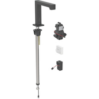 Bateria umywalkowa Geberit Brenta, stojąca, zasilanie sieciowe, do podtynkowej skrzynki funkcyjnej, bez mieszacza, czarny mat