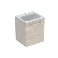 Geberit Selnova Square Zestaw szafki pod umywalkę, z jednymi drzwiami, B55cm, H65.2cm, T50.2cm, orzech włoski hickory jasny, z umywalką meblową, cienki rant, z przelewem, z otworem na baterię