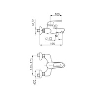 Bateria wannowa ścienna KFA Armatura ALBIT, kolor chrom