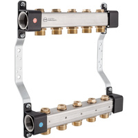 Rozdzielacz InoxFlow z zaworami odcinającymi (seria RVV) rozstaw 50 mm - 7 obwodów