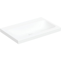 Umywalka GEBERIT iCon Light prostokątna, biała / KeraTect, 750mm, bez otworu na baterię, stawiana na blat, bez odpływu przelewowego, półka od ściany