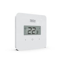 Przewodowy regulator pokojowy dwustanowy - duże cyfry (panel przedni ze szkła) biały, model T-2.1