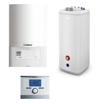 Pakiet - Kocioł gazowy jednofunkcyjny VAILLANT ecoTEC pro VC 146/5-3 kondensacyjny wiszący 5.9 - 15.3 kW + Czujnik c.w.u. + RegulatorcalorMATIC 350 + Zasobnik c.w.uVulcan 200L stojący