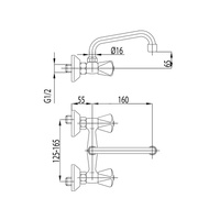 Bateria umywalkowa ścienna KFA Armatura STANDARD, chrom 310, montaż natynkowa