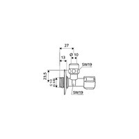 Regulacyjny zawór kątowy COMFORT 1/2" chrom z ASAG