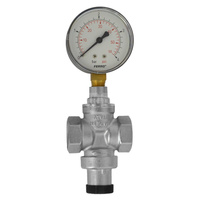 Regulator ciśnienia wody FERRO mosiądz (niklowany), GW 3/4'', 16 bar z manometrem