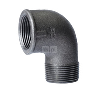 Kolano nakrętno-wkrętne czarne 1/2'' A4 STRONG