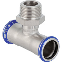 Trójnik GEBERIT Mapress Edelstahl przejściowy stal nierdzewna 15 mm x 3/8'' x 15 mm (mufa zaciskowa x GZ x mufa zaciskowa)