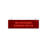tablica ostrzegawcza "NIE WCHODZIĆ NADMIAR SPALIN", podświetlenie czerwone LED, wbudowana cicha syrenka, zasilanie 12/24V