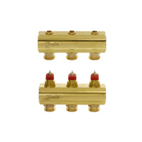 Rozdzielacz 3+3 Danfoss BIV, mosiądz