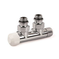 Zawór podwójny Therafix Design, chrom, kątowy, lewy, 1/2", niezbędne złączki FEM24C/FEM24P/FEM24M