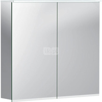 Szafka z lustrem Geberit Option Plus z oświetleniem, z dwoma drzwiami: 75x70x17.2cm, Korpus: lustrzany z zewnątrz, Drzwi: lustrzane wewnątrz i z zewnątrz