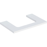Blat pod umywalkę Geberit ONE z wycięciem, do prostokątnej umywalki nablatowej: B=74.6cm, Biały, Przekrój=Na środku, Lakierowany matowy