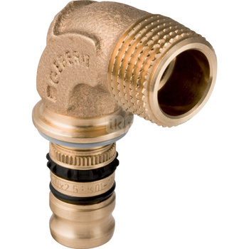 Kolano 90' GEBERIT Mepla, brąz, 3/4'' x 16 mm (GZ gazowy stożkowy x na wtyk)