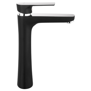 Bateria umywalkowa stojąca nablatowa FERRO ALGEO SQUARE BLACK-CHROME, czarny/chrom