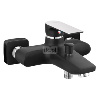 Bateria wannowa ścienna FERRO ALGEO SQUARE BLACK-CHROME, kolor czarny/chrom