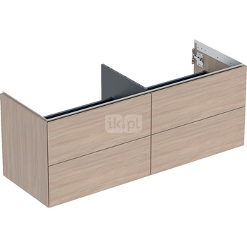 Szafka pod umywalkę nablatowa Geberit ONE, z czterema szufladami: 50.4x47cm, Szerokość umywalki=135cm, Dąb / Melamina, struktura drewna