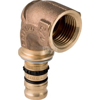 Kolano 90' GEBERIT Mepla, brąz / Cu, 1 1/2'' x 50 mm (GW x końcówka wciskowa), (głębokość: 43 mm) z uszczelką
