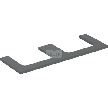 Blat pod umywalkę Geberit ONE z wycięciem, do prostokątnej umywalki nablatowej: B=133.8cm, Lava, Przekrój=Lewa i prawa strona, Lakierowany matowy