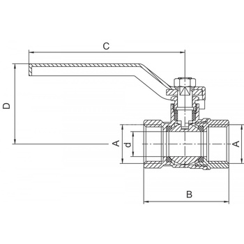 Zawór kulowy FERRO Standard 1/2'' GW, uchwyt: dźwignia