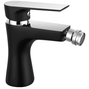 Bateria bidetowa FERRO ALGEO SQUARE BLACK-CHROME, kolor czarny/chrom