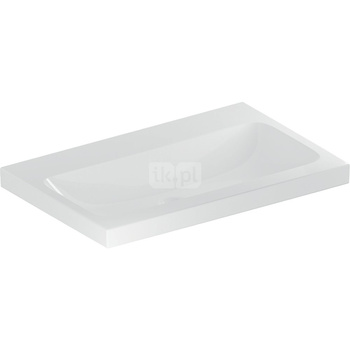 Umywalka GEBERIT iCon Light prostokątna, biała / KeraTect, 750mm, bez otworu na baterię, bez odpływu przelewowego, półka od ściany