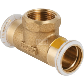 Trójnik GEBERIT Mapress Kupfer Gas przejściowy, do gazu mosiądz 28 mm x 1/2'' x 28 mm (mufa zaciskowa x GW x mufa zaciskowa)