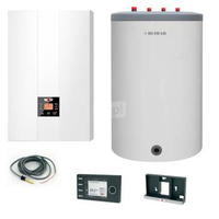 Pakiet - Kocioł gazowy jednofunkcyjny WOLF FGB-24 kondensacyjny wiszący 5.3 - 20.7 kW + Czujnik c.w.u. + RegulatorBM-2 + Zasobnik c.w.uLindo 150L