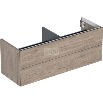 Szafka pod umywalkę nablatowa Geberit ONE, z czterema szufladami: 50.4x47cm, Szerokość umywalki=135cm, Orzech włoski hickory / Melamina, struktura drewna