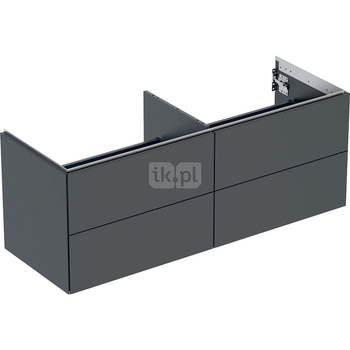 Szafka pod umywalkę nablatowa Geberit ONE, z czterema szufladami: 50.4x47cm, Szerokość umywalki=135cm, Czarny / Lakierowany matowy