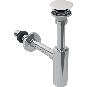 Odpływ umywalkowy z syfonem, pokrywą odpływu i uszczelka, wylot poziomy, do umywalki Geberit ONE, odpływ pionowy: d=32mm, G=1 1/4″, Biały / Chrom błyszczący