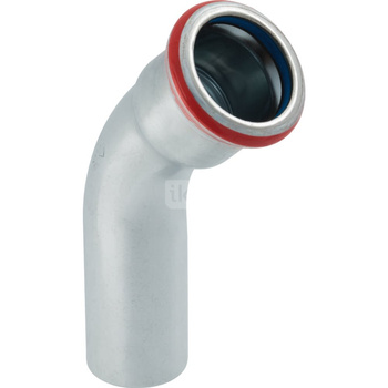 Kolano 45' GEBERIT Mapress C-Stahl FKM, stal (ocynk galwaniczny/elektrolityczny) (ocynk), 54 mm, DN 50 x 54 mm x DN 50 (końcówka wciskowa x mufa zaprasowywana) z uszczelką