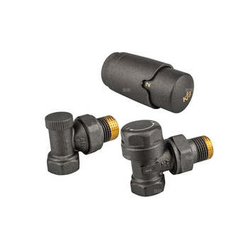 Zestaw termostatyczny grzejnikowy, kątowy KOMFORT PRO, Grafit