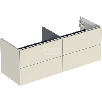 Szafka pod umywalkę nablatowa Geberit ONE, z czterema szufladami: 50.4x47cm, Szerokość umywalki=135cm, Piaskowy szary / Lakierowany na wysoki połysk