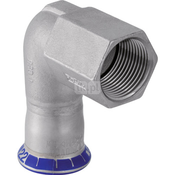 Kolano 90' GEBERIT Mapress Edelstahl FKM przejściowe, stal nierdzewna, 1'' x 28 mm (GW x mufa zaprasowywana), (głębokość: 43 mm) z uszczelką