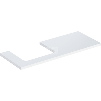 Blat pod umywalkę Geberit ONE z wycięciem, do prostokątnej umywalki nablatowej: B=119cm, Biały, Przekrój=Lewa strona, Lakierowany na wysoki połysk
